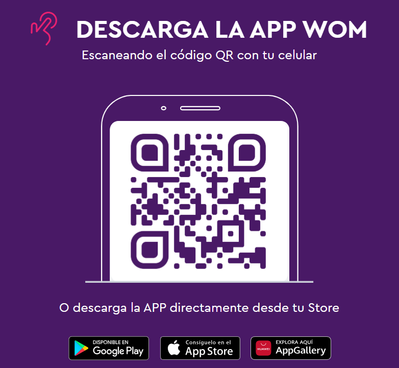 Código QR para descargar la App de WOM