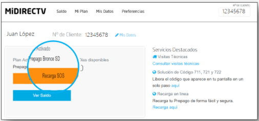 Recarga SOS DIRECTV